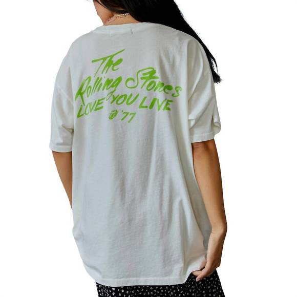 NEW DAYDREAMER rolling stones love you live '77 merch tee top in vintage white - Picture 2 of 2